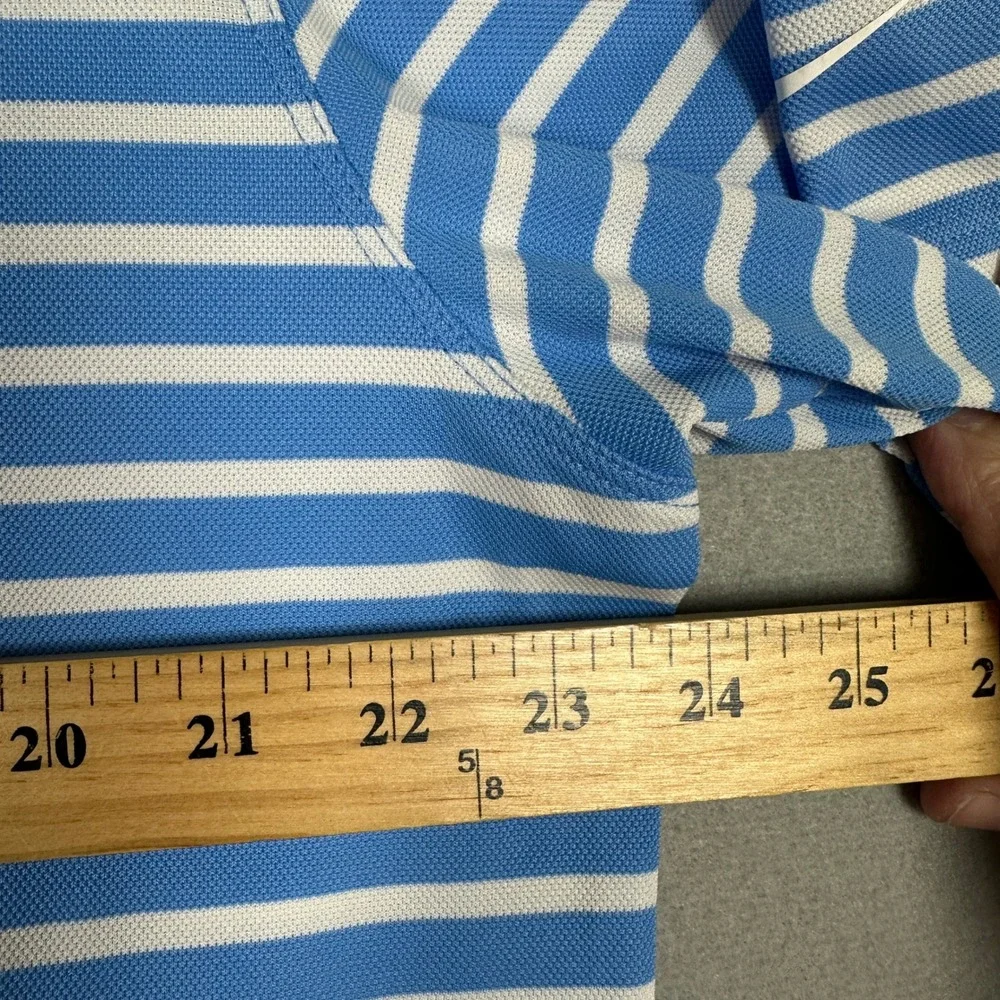Nike Polo Shirt Mens XL Dri-FIT Blue White Striped Golf Performance Short Sleeve